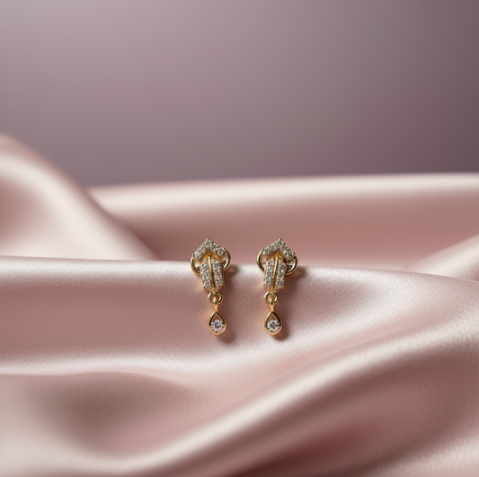 Art Deco Chevron Pave Drop Earrings (Gold Tone)