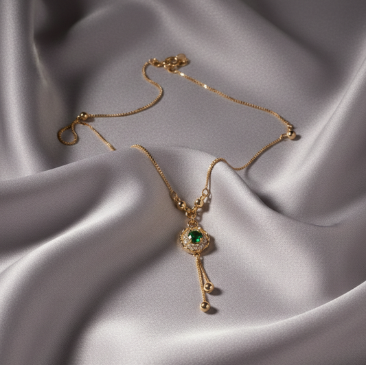 Emerald Halo Lariat Pendant