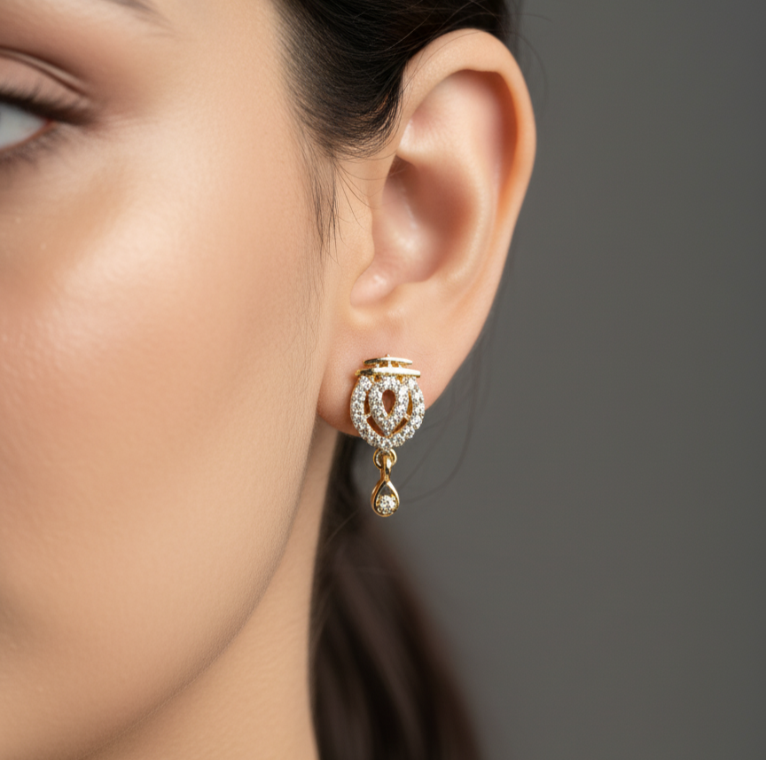 Regal Filigree Heart Zircon Dangle Studs