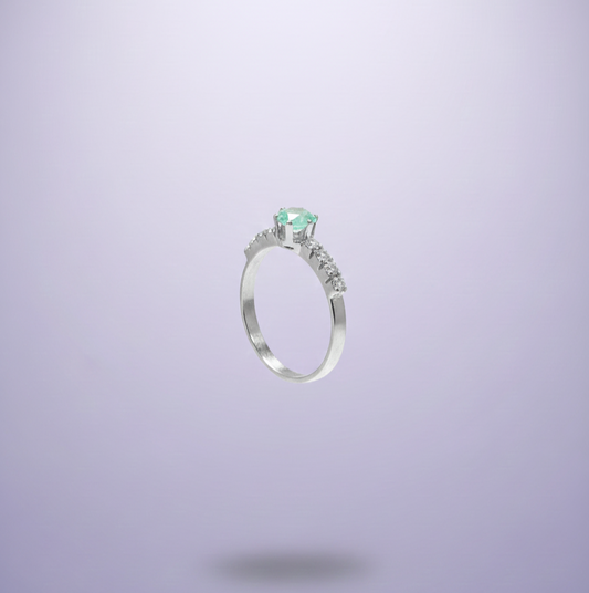 Aquamarine Ring with Tapered Diamond Accents