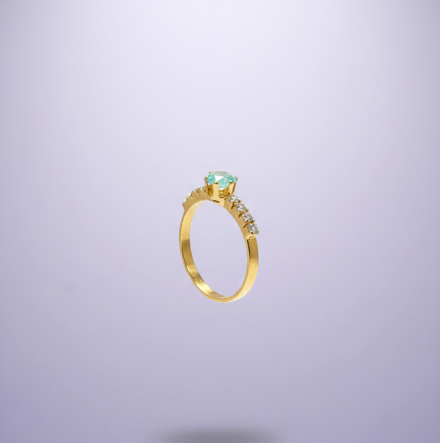 Aquamarine Ring with Tapered Diamond Accents