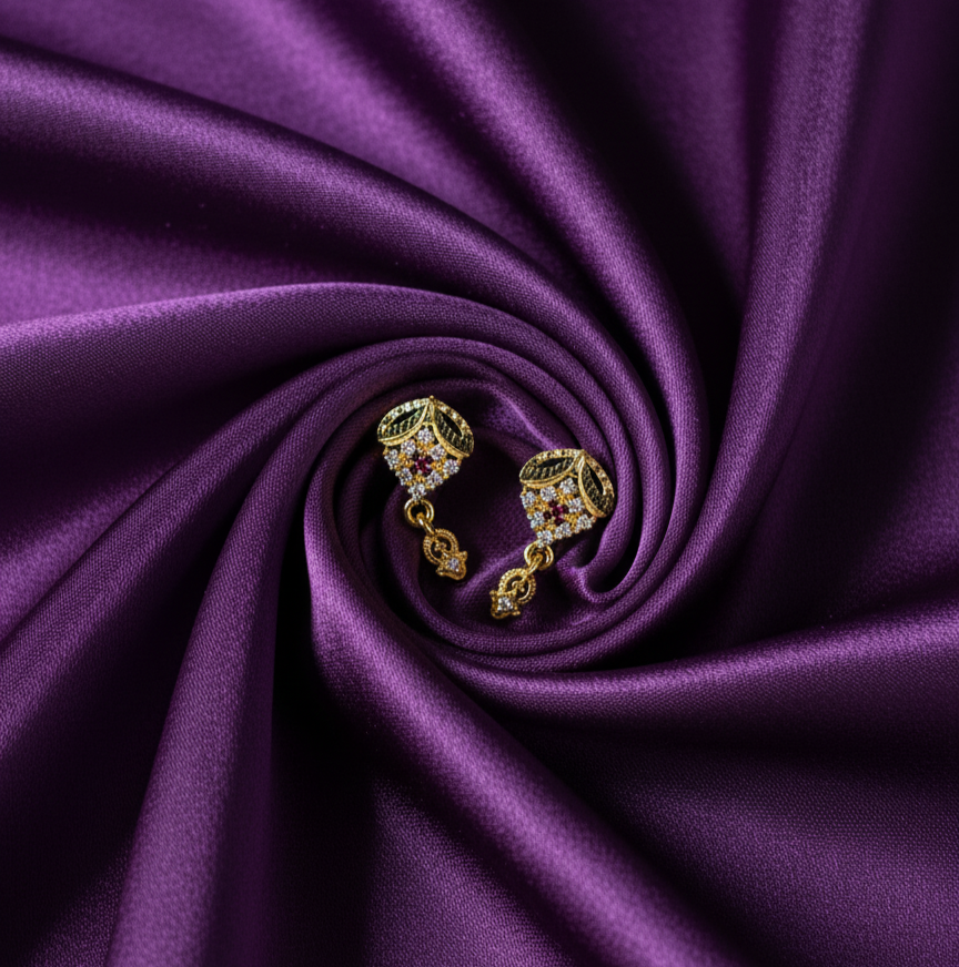 Royal Heritage Crest Drop Earrings with Ruby and Enamel Detail