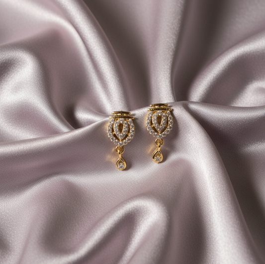 Regal Filigree Heart Zircon Dangle Studs