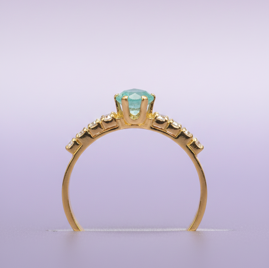 Aquamarine Ring with Tapered Diamond Accents