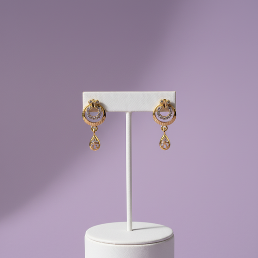 Regal Crescent Drop Earrings with Pave & Diamond-Cut Detail