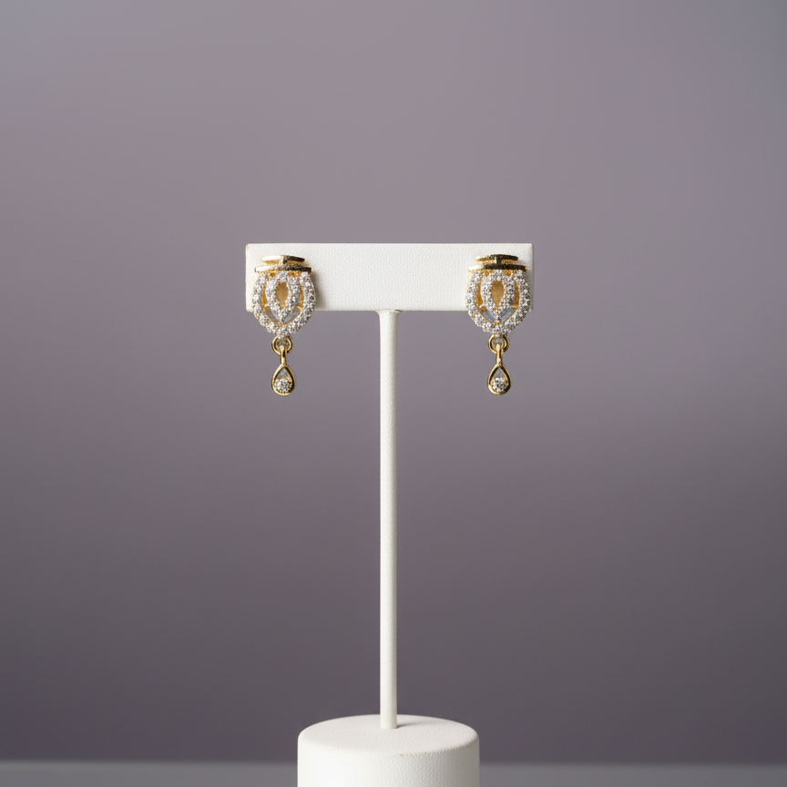 Regal Filigree Heart Zircon Dangle Studs