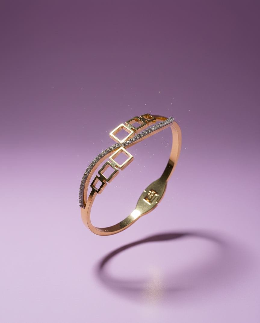 Open Square Pave Diamond Bracelet