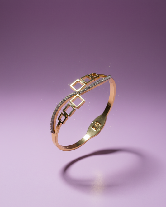 Open Square Pave Diamond Bracelet