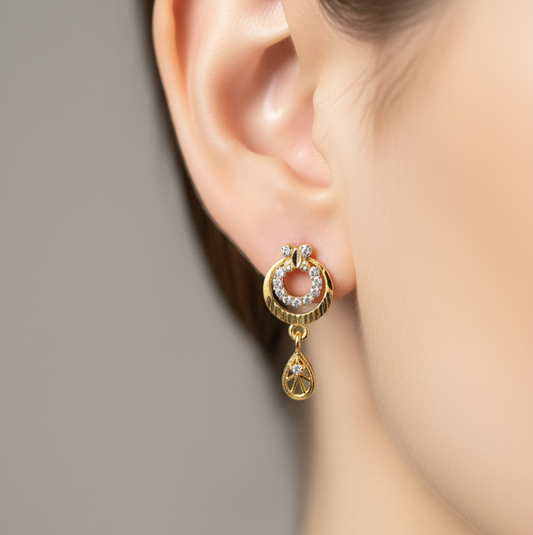 Regal Crescent Drop Earrings with Pave & Diamond-Cut Detail