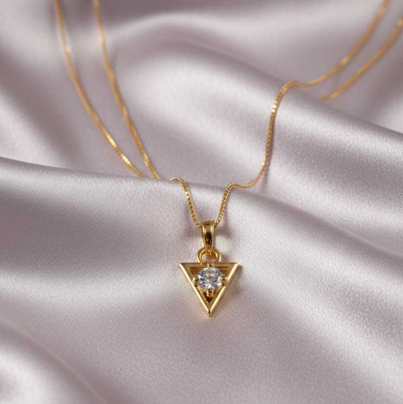 Geometric Triangle Diamond Pendant