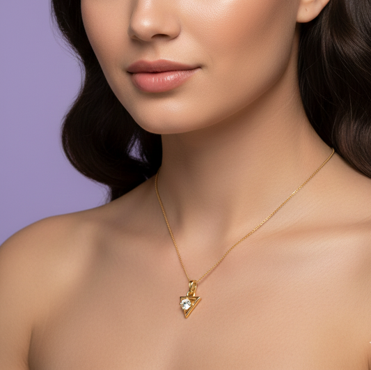 Geometric Triangle Diamond Pendant