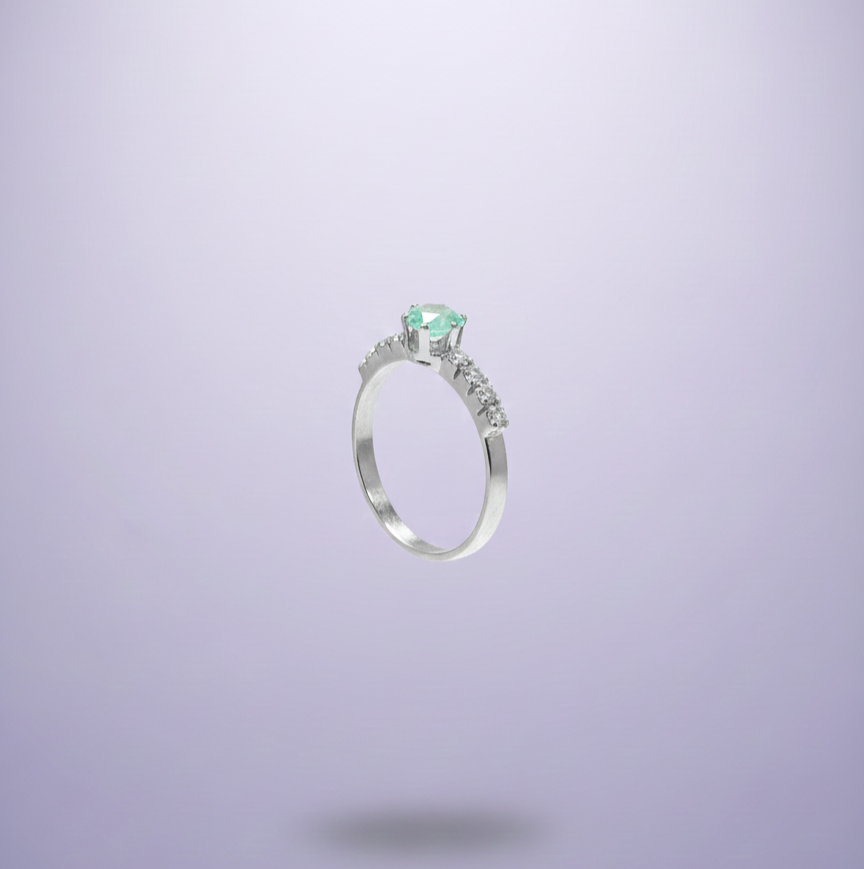 Aquamarine Ring with Tapered Diamond Accents