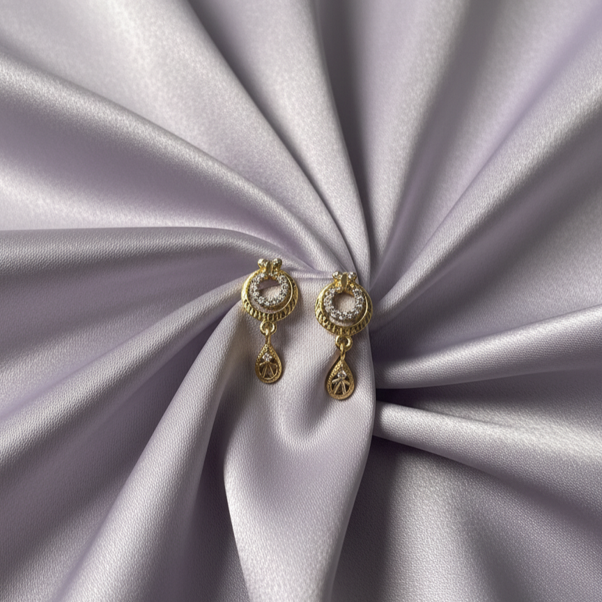Regal Crescent Drop Earrings with Pave & Diamond-Cut Detail