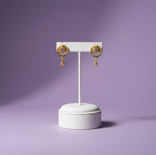 Vintage-Inspired Ruby Halo Crescent Drop Earrings