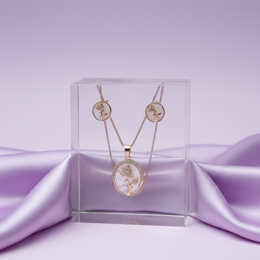 Mother of Pearl Tulip Pendant Set