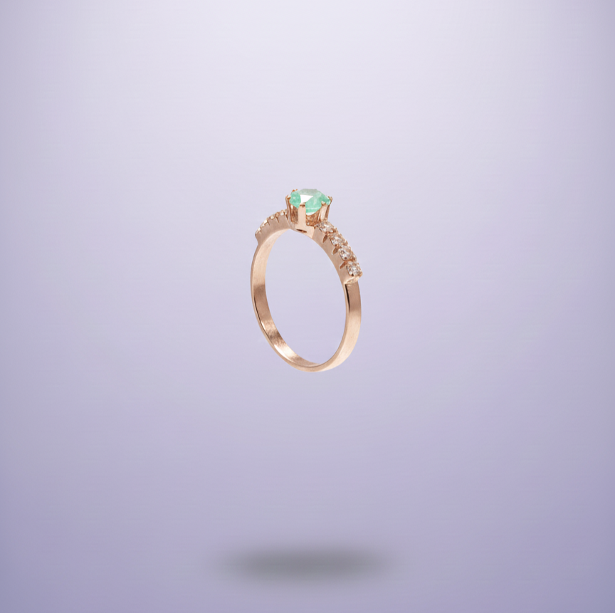 Aquamarine Ring with Tapered Diamond Accents