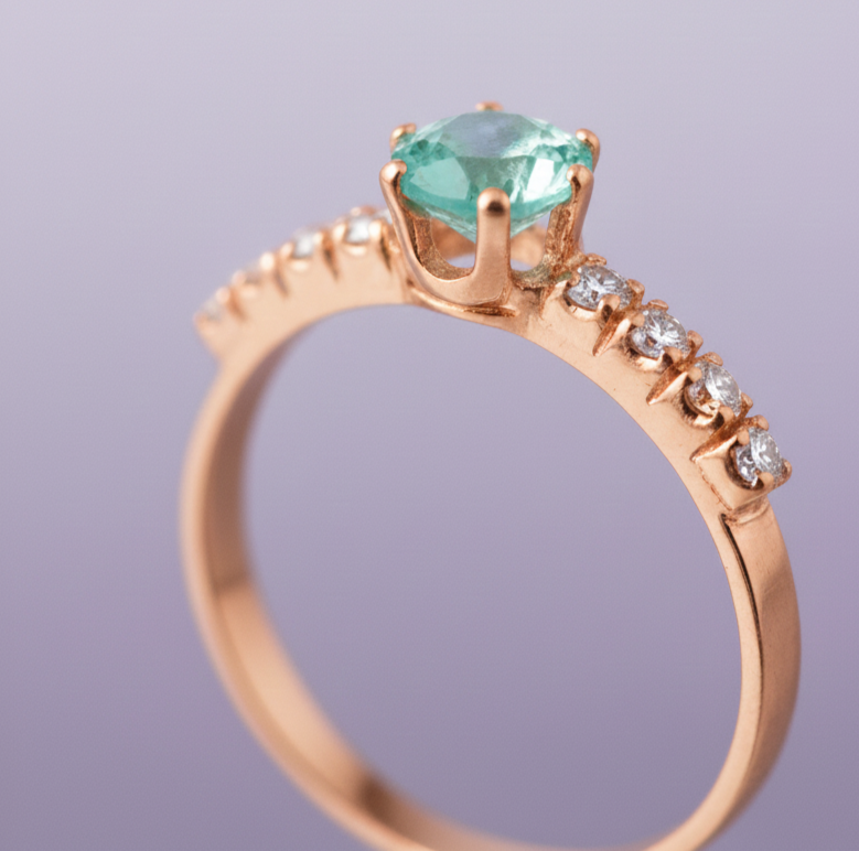 Aquamarine Ring with Tapered Diamond Accents