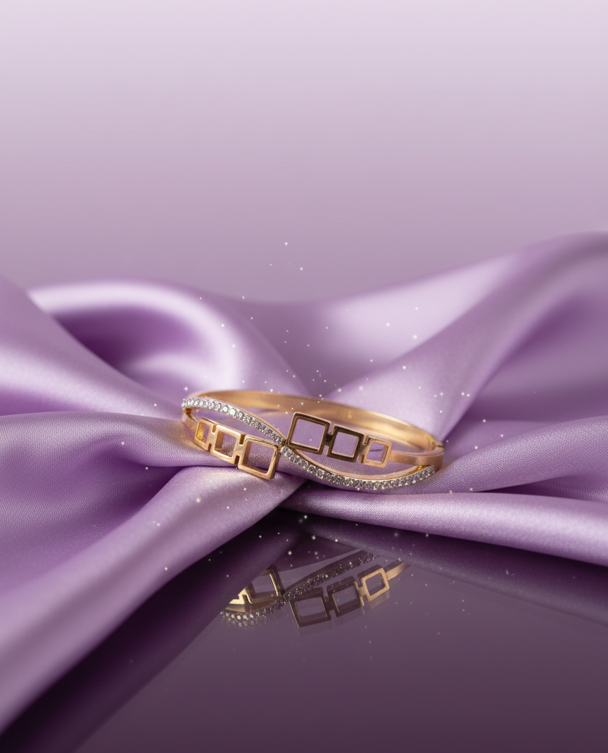 Open Square Pave Diamond Bracelet