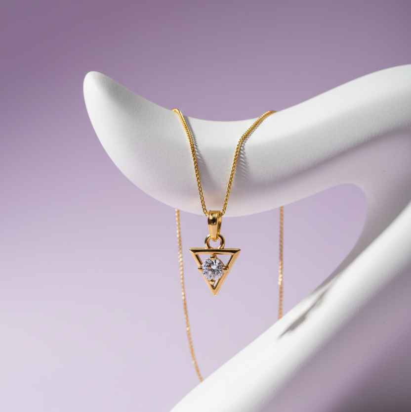 Geometric Triangle Diamond Pendant