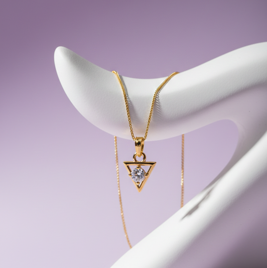 Geometric Triangle Diamond Pendant